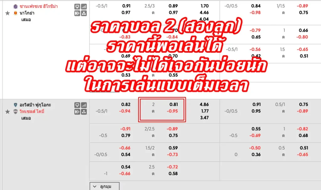 ราคาบอล 2 (สองลูก)