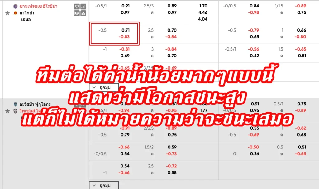 ราคาบอล 0.5 (ครึ่งลูก)