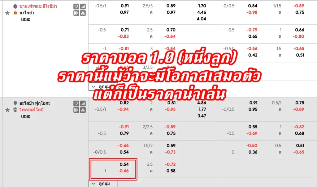 ราคาบอล 1 (หนึ่งลูก)