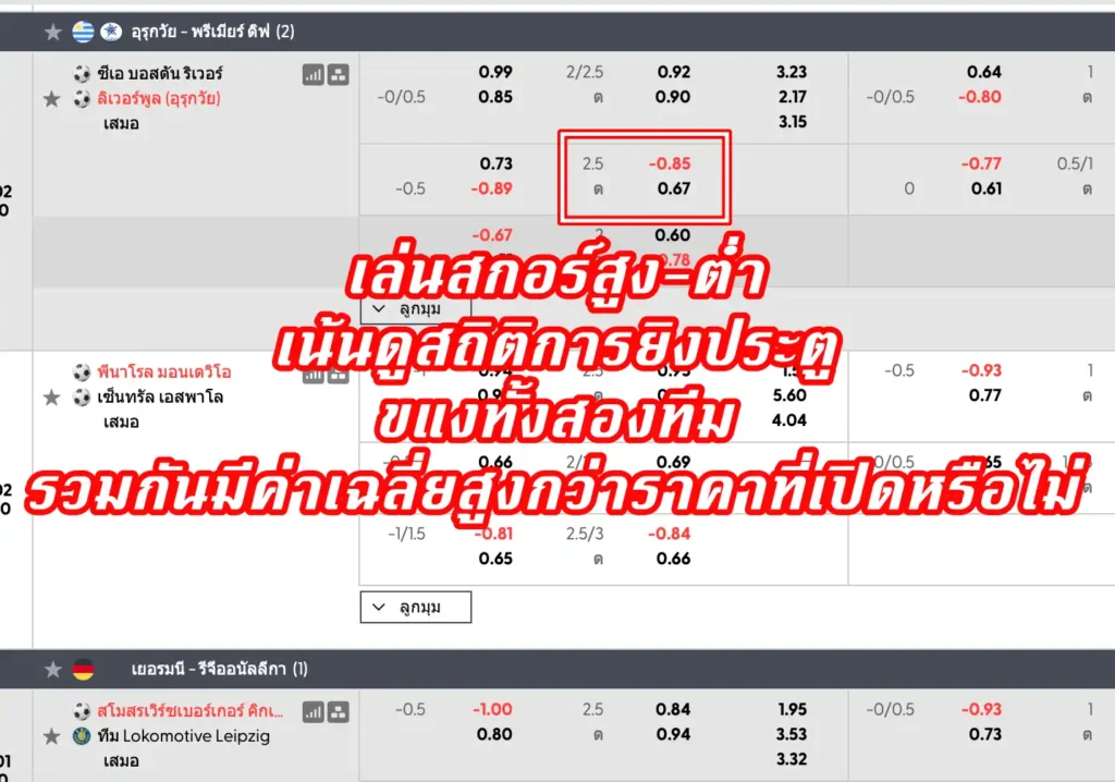 ราคาบอล 2.5 (สองลูกครึ่ง)