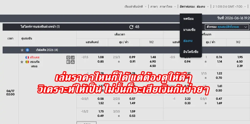 ราคาบอล มาเลย์ / ฮ่องกง / ยุโรป
